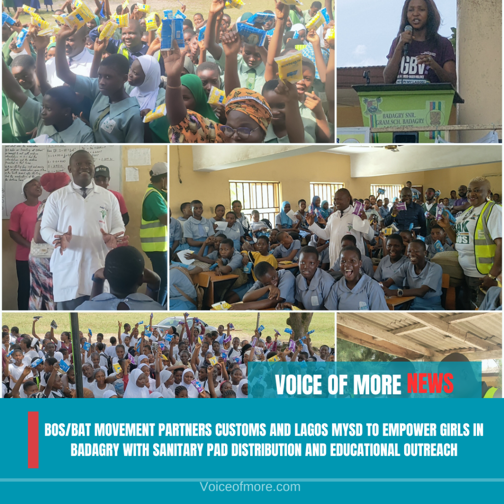 BOS/BAT MOVEMENT PARTNERS CUSTOMS AND LAGOS MYSD TO EMPOWER GIRLS IN  BADAGRY WITH SANITARY PAD DISTRIBUTION AND EDUCATIONAL OUTREACH – Voice Of  More